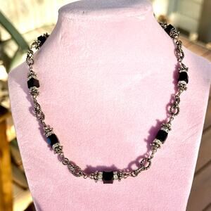 Madis Crystal Cubes and Silver Toned Necklace 18 inches